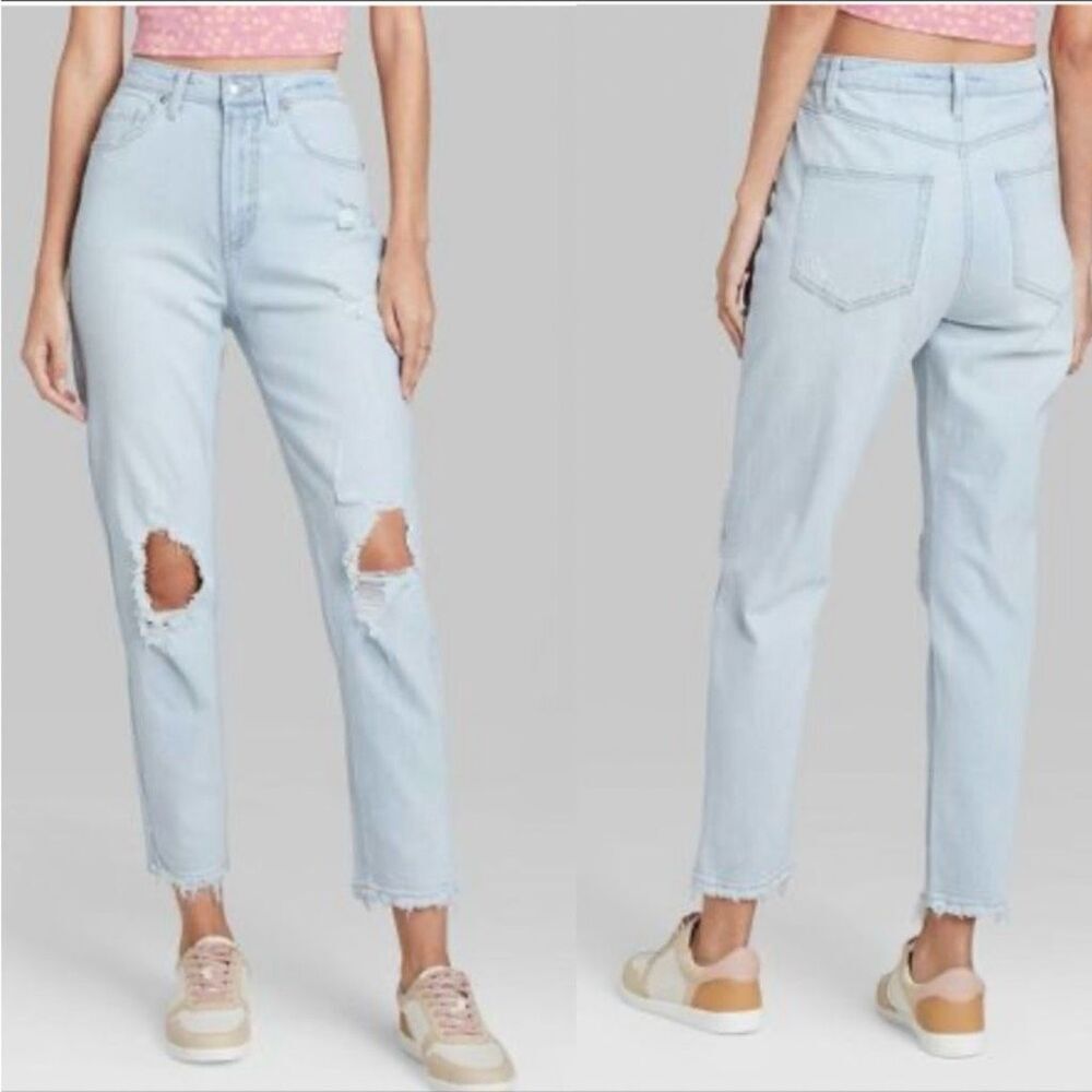 wild fable Light Wash High Rise Distressed Mom Jeans